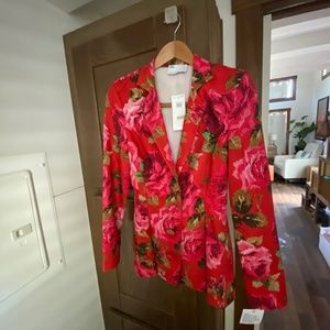 ASOS Luxe red floral fitted blazer